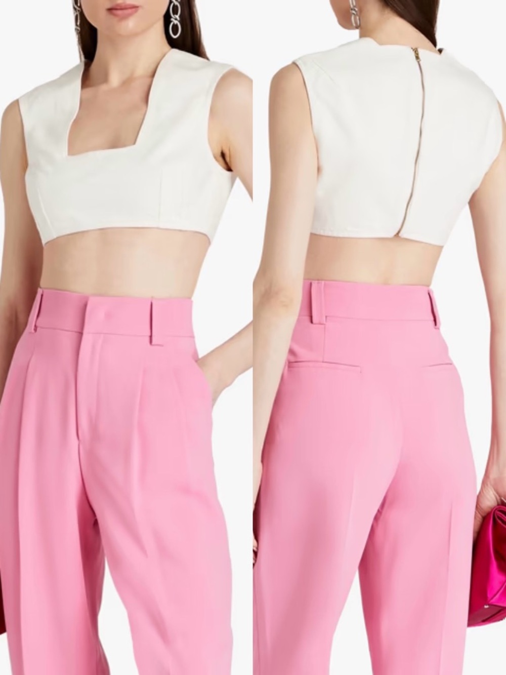 NWT Emilia Wickstead ‘Saffa’ Cropped Cotton Denim Top in White Size 4